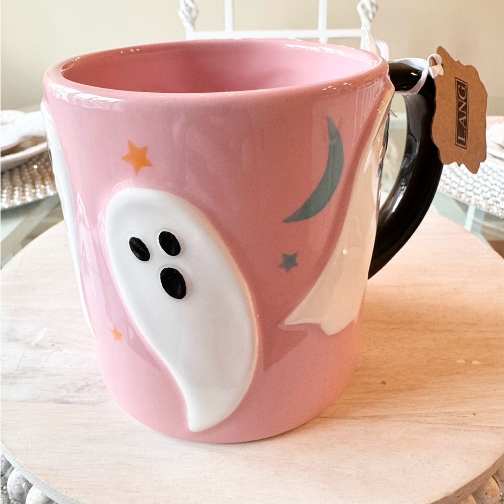👻🩷 PINK GHOST Halloween Spooky Mug Lang NEW - Picture 3 of 4